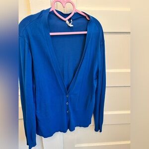 New York & Company Blue Cardigan crystal buttons XL PTP 20 + stretch